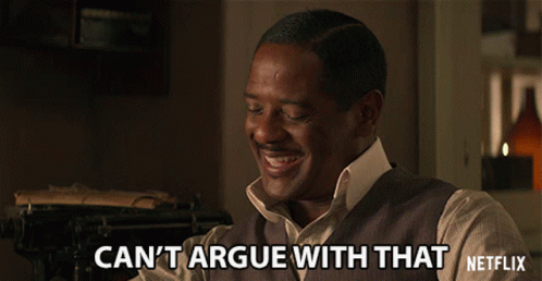 a man says " can 't argue with that " in front of a typewriter